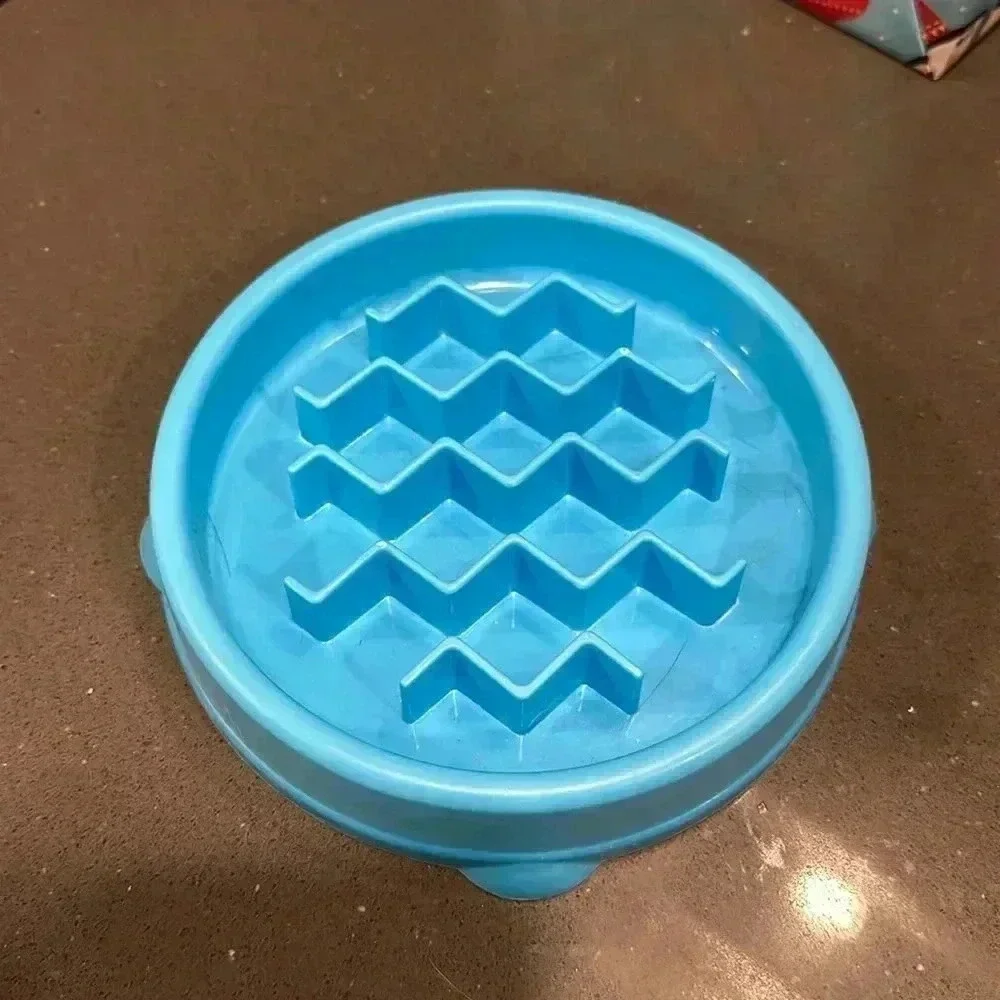 Blue Slow Feeder for Cats - 5.5in in diameter
